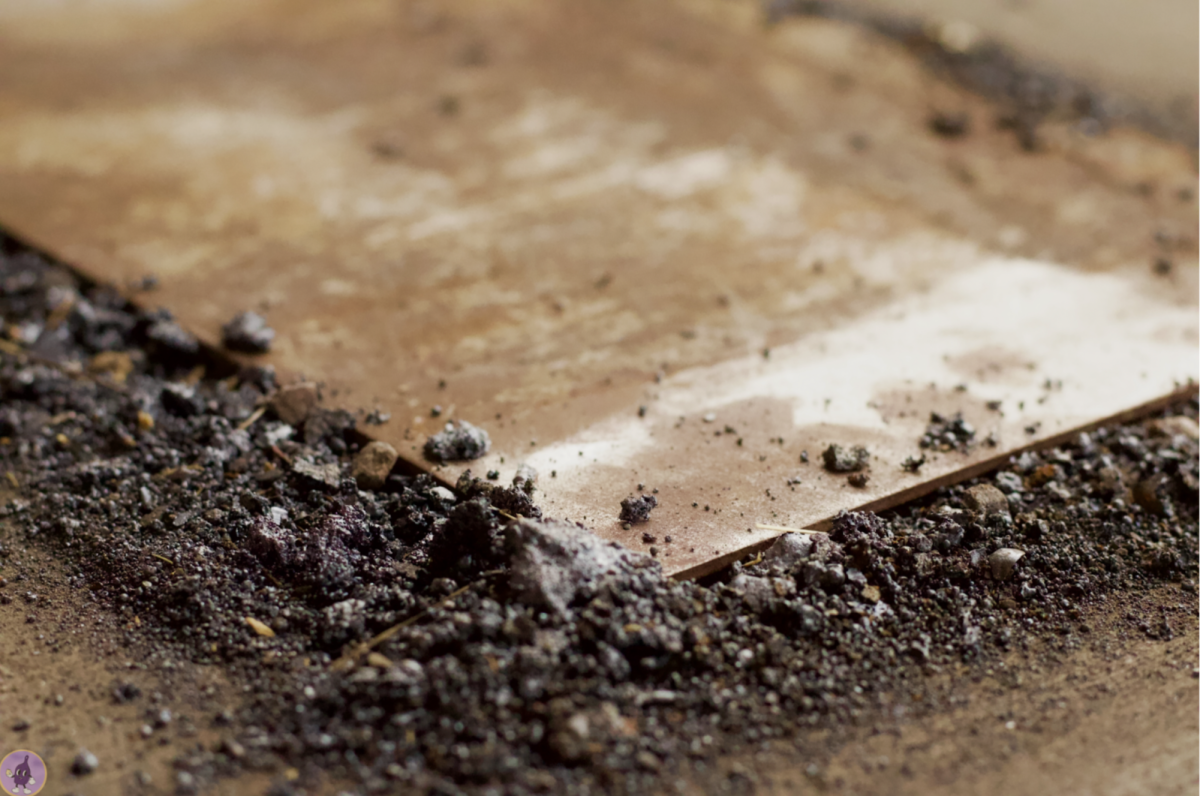 A slab of metal laying atop the remains of his fallen camaraderie.